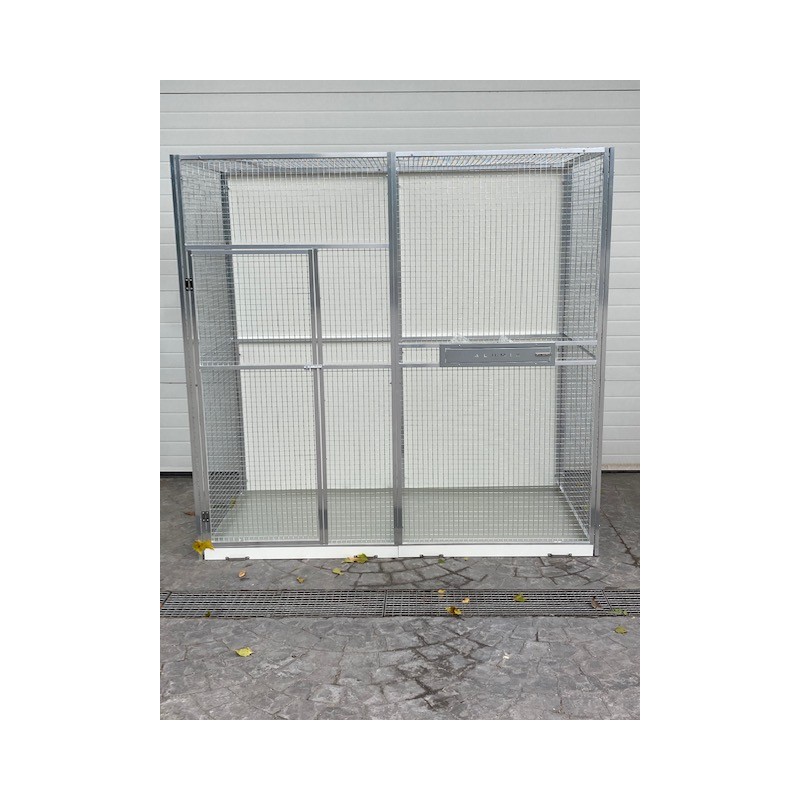 volière 2m/1m/2m avec tiroirs de fond et arrière fermé