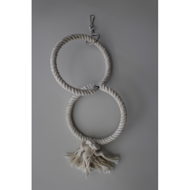 pendentif corde double anneaux diamètre 14 cm