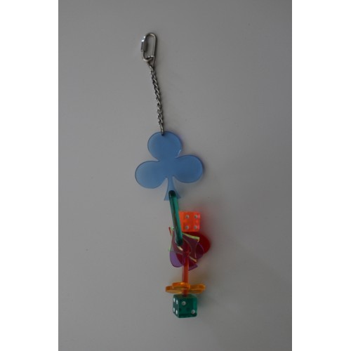 Pendentif acrylique tréfle et dés